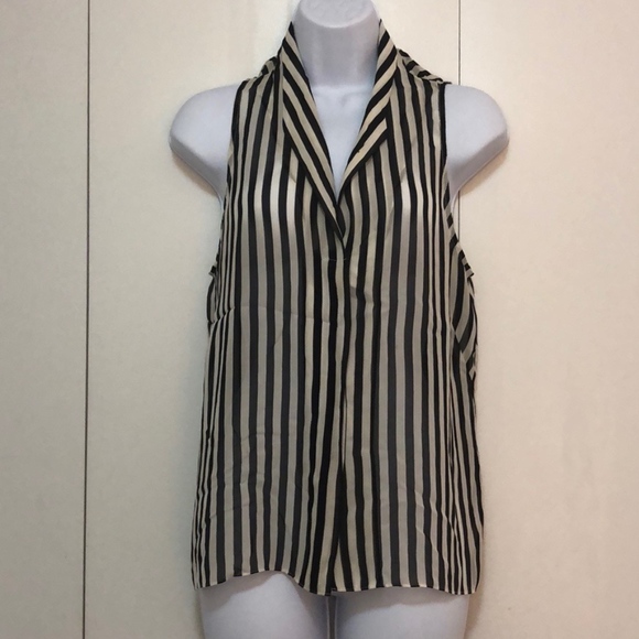 Jeunesse Tops - Jeunesse Silk Chiffon Black/White Striped Blouse
